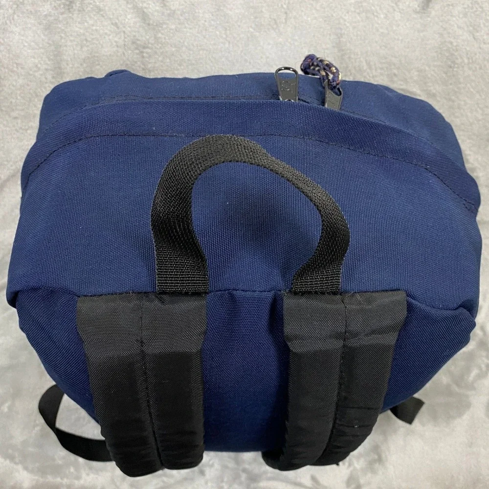 Vintage JanSport Suede Bottom Backpack Unisex Navy Blue 90s Original Right Pack
